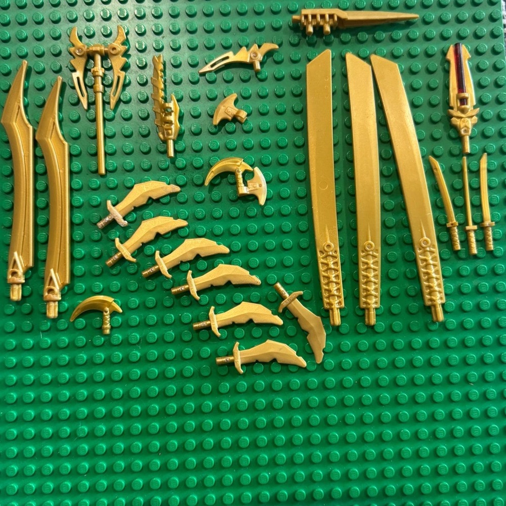 LEGO Ninjago Golden Weapons Lot Pearl Gold Swords Daggers Scythe Katana Pieces